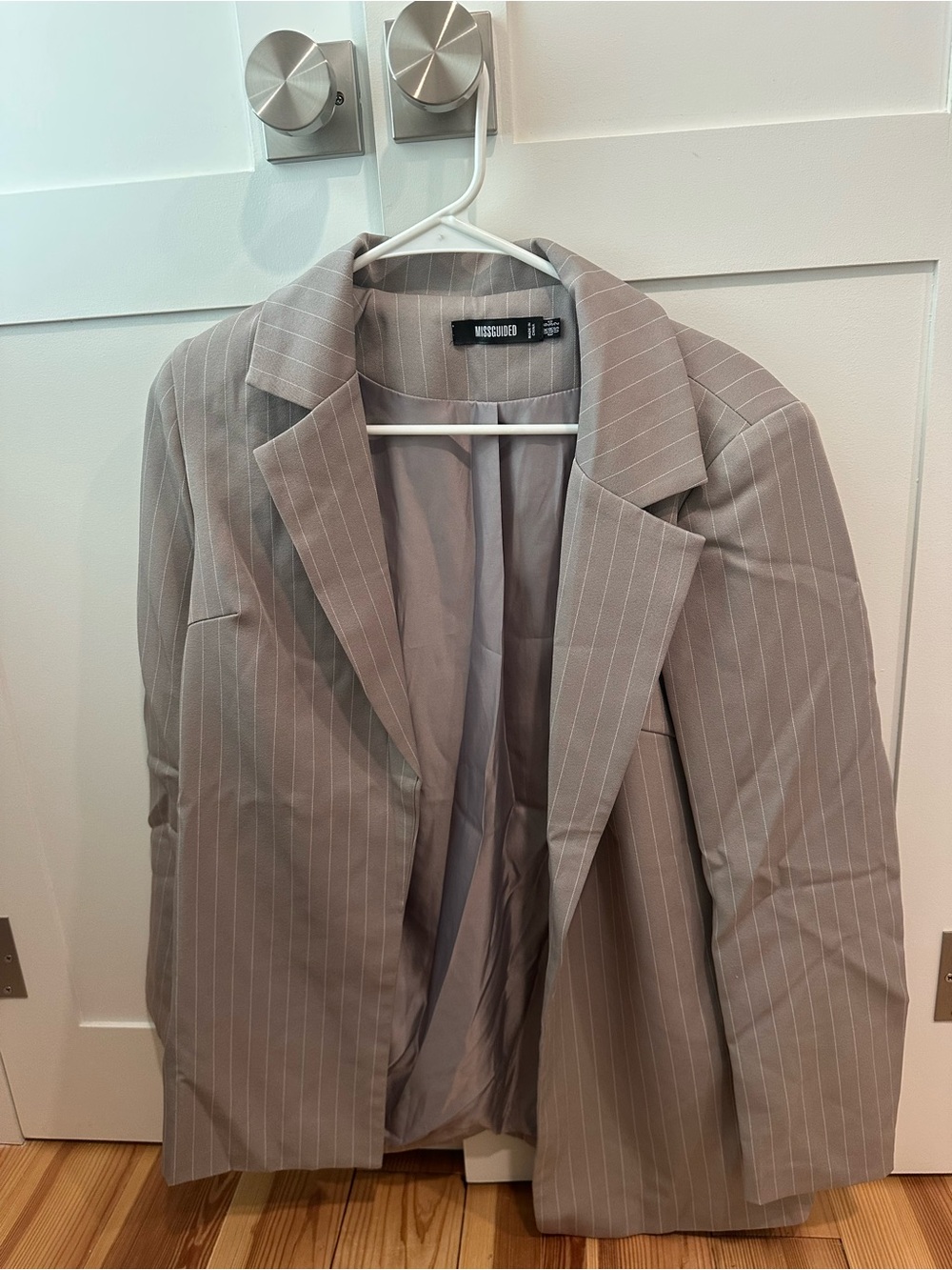 Missguided Taupe Pinstripe Blazer Jacket